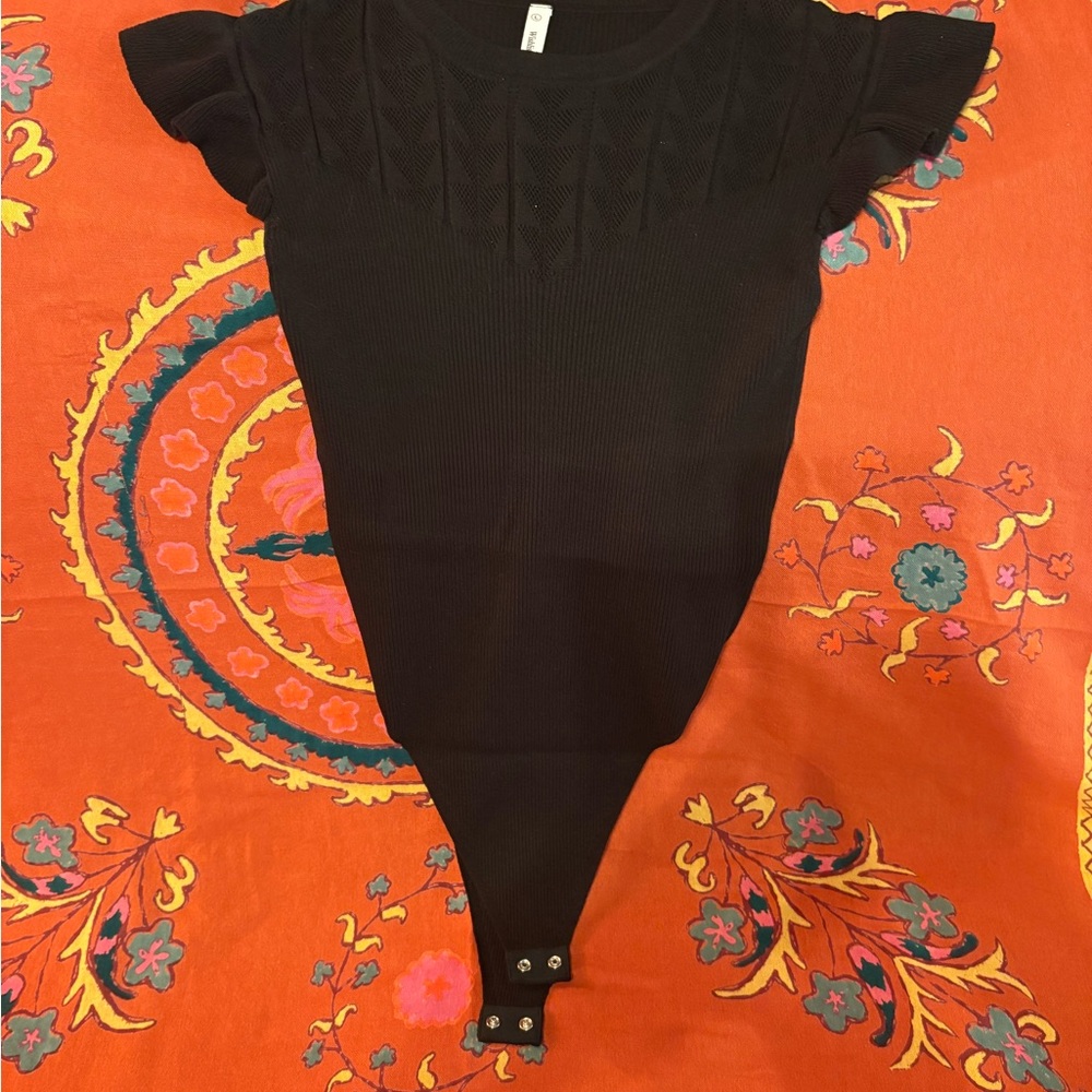 Topshop Black Ribbed Bodysuit